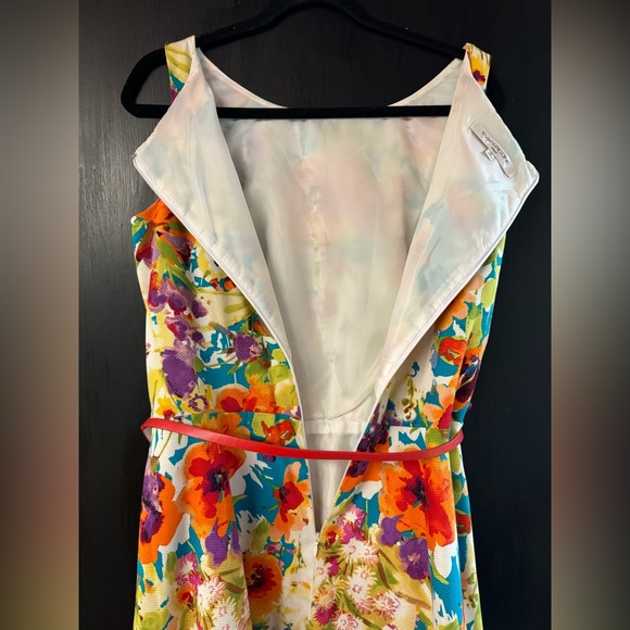NEW Evan Picone Floral Dress with Red Belt size 12 - Picture 6 of 7